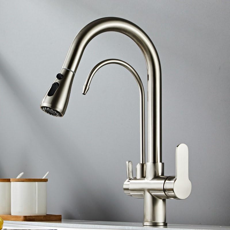 Mitigeur cuisine 3 voies pour eau filtrée saine et grand évier moderne