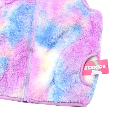 Image of JESKIDS Girls' Boys Sherpa Fleece Vest Outwear Lightweight Solid Color Cute Jacket with Pockets 2-11 Years