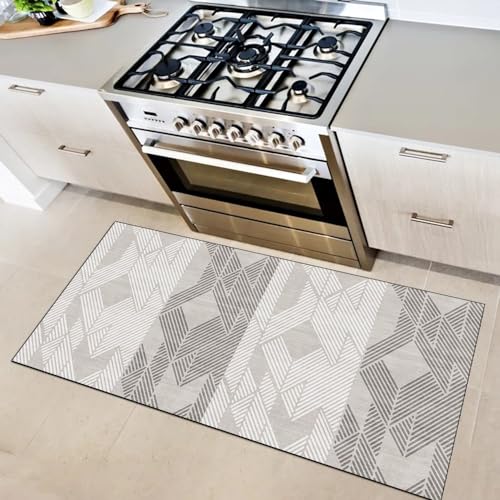 Alfombra para pasillo antideslizante y lavable con diseño moderno gris 2