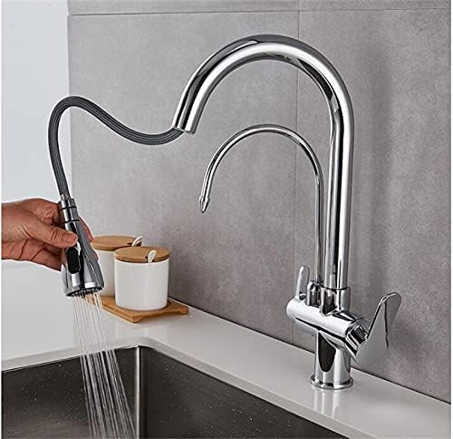 Miniatura 6 de Grifo de fregadero de cocina para bar comercial de granja grifo de cocina extraíble grúa de latón macizo para cocina grifo de filtro de agua negra