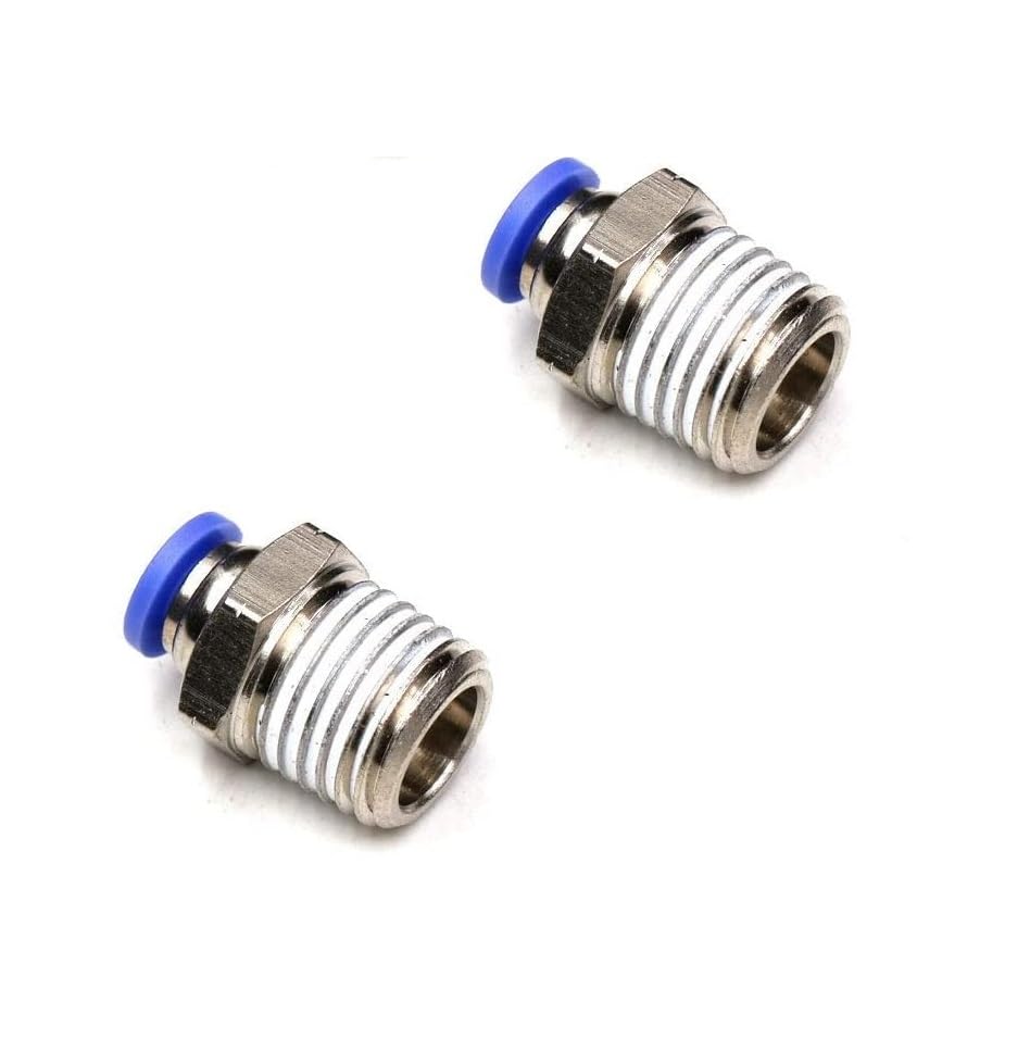 4mm OD Push to Connect Fitting Push in Connector 1/4 Thread Male Air Pneumatic Fitting,4MM Air Tube Fittings Air Line Fittings Quick Connect Air Hose Fittings for 3D Printer(Pack Of 2)