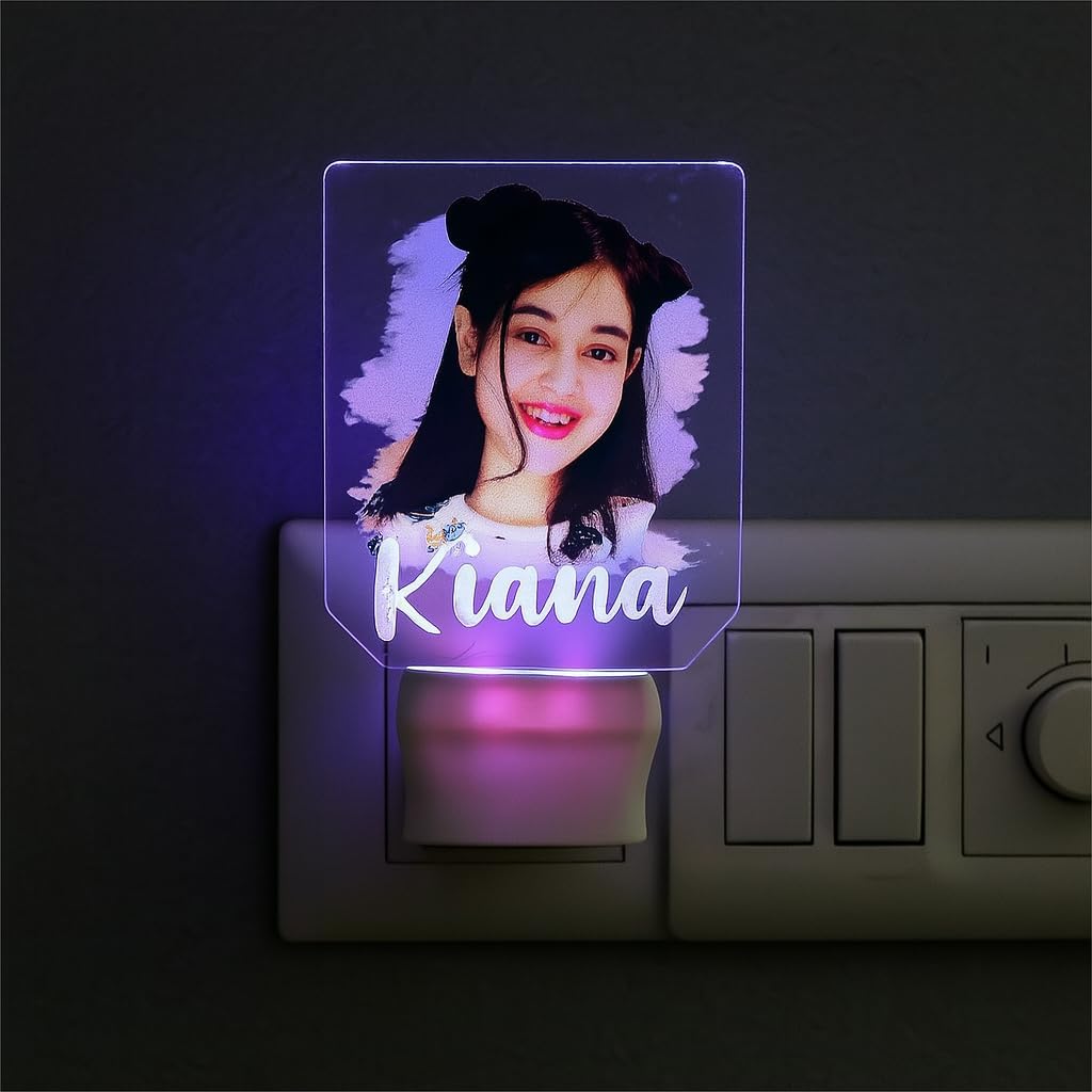 Custom LED Night Lamp with Photo & Name | Personalized Plug-in Acrylic Night Light for Kids Room | Unique Birthday Gift for Daughter, Baby Girl, Sister | Soft Glow Night Light-image-32