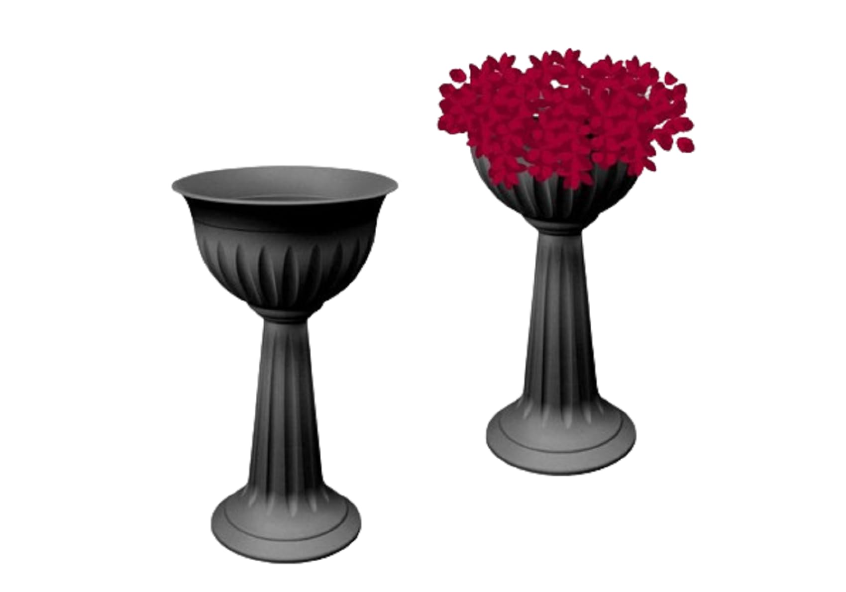 Khanary Plant Pots Urn Stand 2 Pack Large Plastic Flower Nursery Pot Indoor Outdoor Garden Strong Tall Barrel Tub Planters No Drainage Sturdiness Weather Resistant 75cm Black & Terracotta