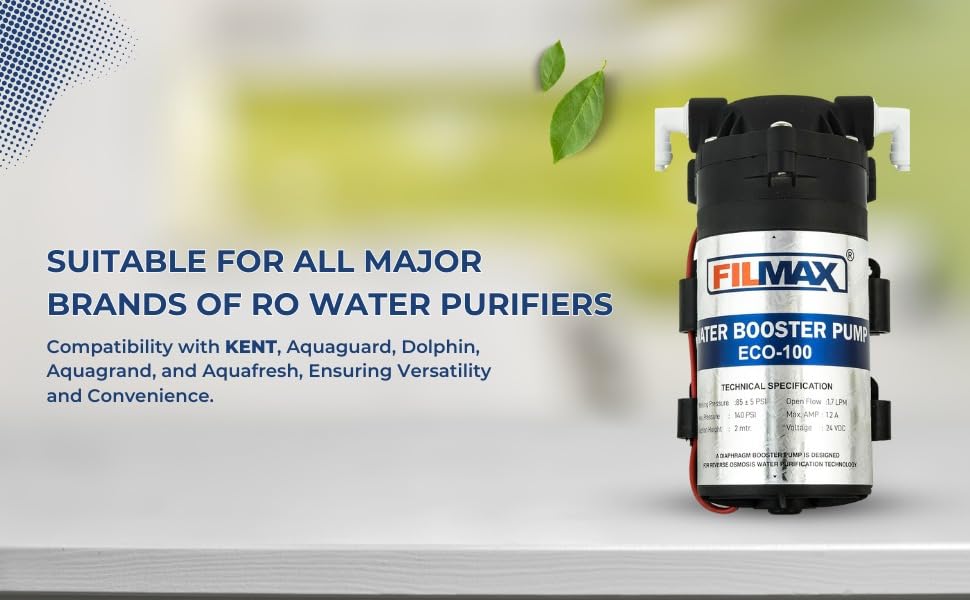 Image of RO Booster Pump Motor 100 GPD - Heavy Duty Diaphragm Motor with 24V DC 2 Amp SMPS Power Supply, 100% Copper Winding, Suitable for All Water Purifiers - Diaphragm Booster Pump