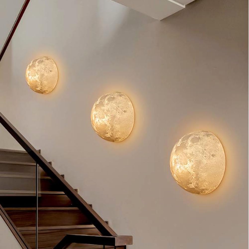 LED Luna Lámpara de Pared Aplique de Interior Luna Redonda Acrílico Globo Luz de Techo 3D Impreso Luna Lámpara de Techo Deco Planeta Luz de Pared para Dormitorio Restaurante 25/30 (cm),30CM