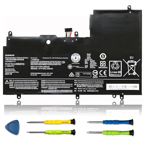 Image of L14M4P72 45Wh Laptop Battery Replacement for Lenovo Yoga 3-1470 Yoga 700-14ISK Series Notebook L14S4P72 5B10G84689 5B10K10226 5B10G75095 5B10K10224 7.4V 6280mAh
