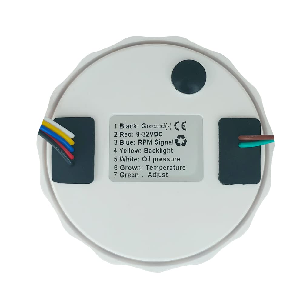 ELING Tacómetro de 85 mm 7000 rpm con presión de aceite, medidor de temperatura del agua 3 en 1 con retroiluminación de 7 colores para furgonetas, camiones y coches