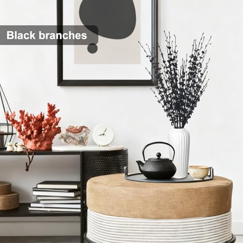 Wootkey 5 Pcs Artificial Black Flowers Jasmine 29.5" Long Black Floral Stem Faux Dry Branches for DIY Bridal Bouquets Wedding Gothic Aesthetic Graduation Halloween Party Decoration image 3