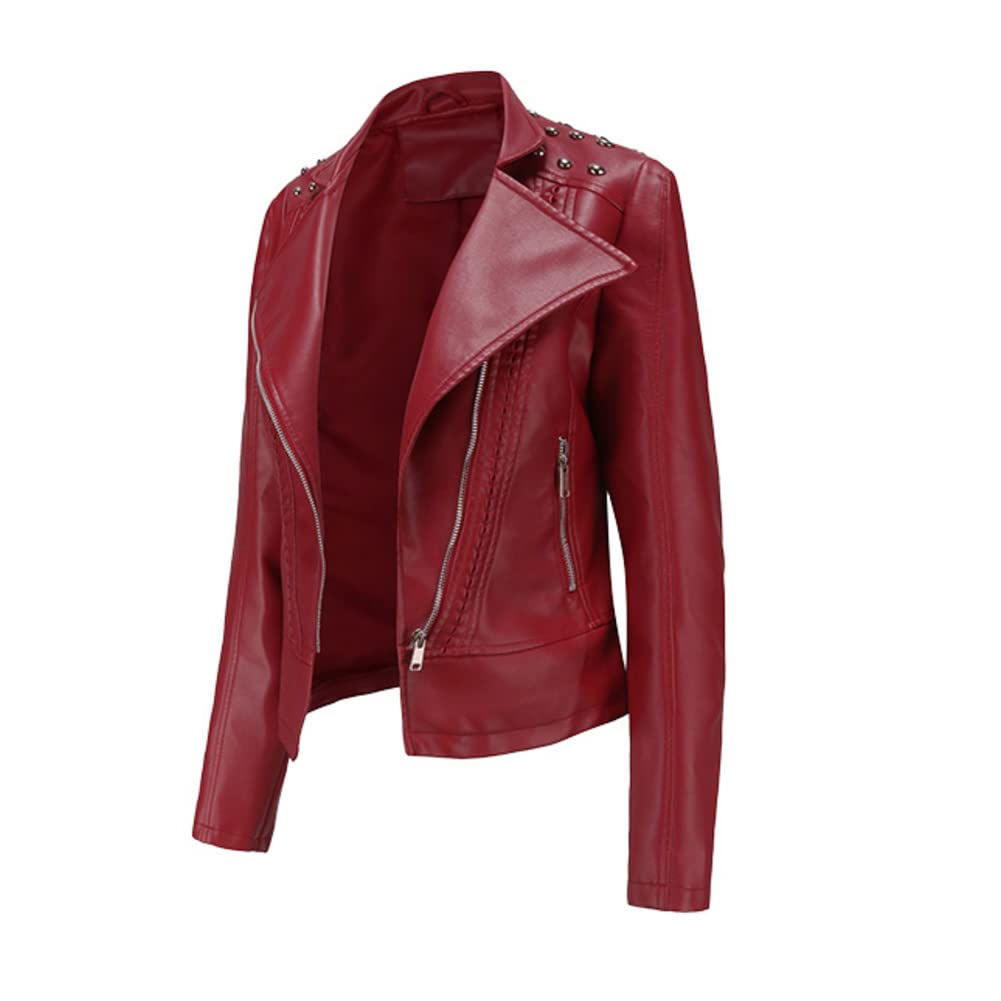 DISSA Damen Kunstleder Motorradjacke Revers RV,EU 34-44