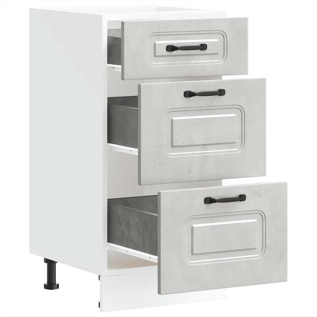 vidaXL Mueble bajo de Cocina Kalmar Madera de ingeniería Gris hormigón, Mueble bajo de Fregadero, Mueble bajo de Cocina con cajón, Mueble bajo de Fregadero