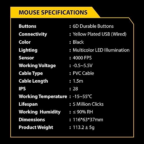 Ant Esports KM1650 Gaming Keyboard & Mouse Combo, Wired Backlit Rainbow LED Keyboard & 3200 DPI Gaming Mouse for PC/Laptop - Black - Image 6