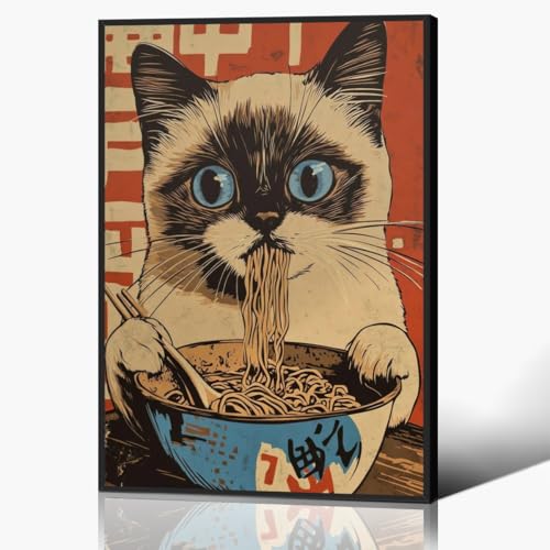 Impression artistique chat amusant, le cadeau idéal pour fan du Japon