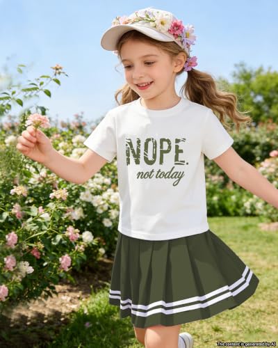 Image of Betusline Girls Skirt Set, Printed T-Shirt & Pleated Skirt, 4-14Y