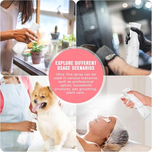 Hair Spray Bottle Continuous Water Mister Spray Bottle Empty Ultra Fine for Hair Styling, Pets, Plants, water for Hair,Skincare, Plant Care, Pet Grooming, Cleaning(10.1 Ounce4