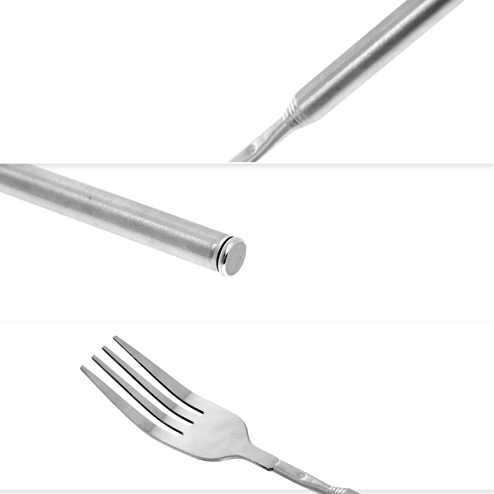 Lystaii 2Pcs Stainless Steel Telescopic Fork Extendable Dinner Fruit Dessert Long Handle Long Stainless Steel Retractable Fork Sturdy — Amazon image 3