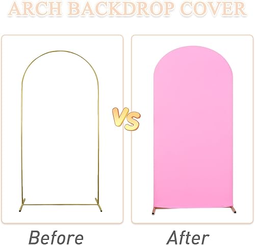 Miniatura 6 de PATYDEST Cubierta de arco de boda de 6 x 2.6 pies, cubierta de fondo de arco rosa para soporte superior redondo, marco de arco de Chiara de 2 lados,