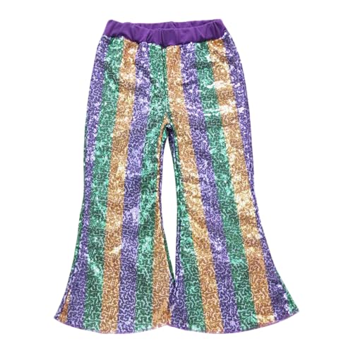Toddler Girl Sequin Pants Yellow Purple Green Mardi Gras Sequin
