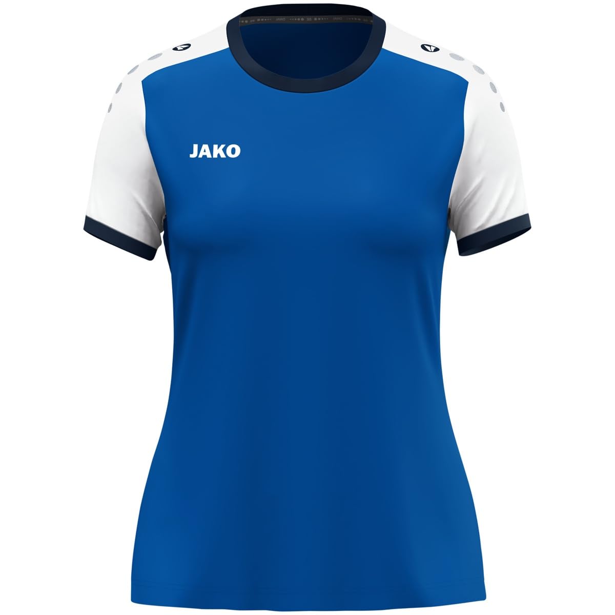 JAKO Women's Dynamic Short Sleeve Jersey, Royal/White/Navy, XL