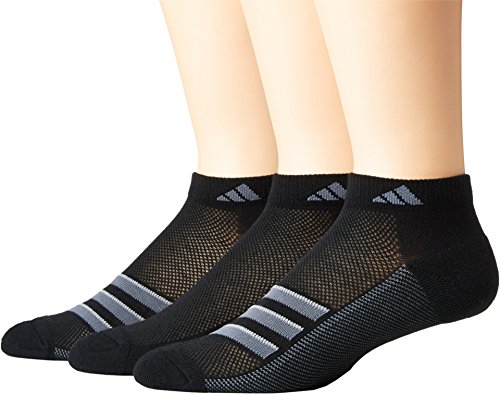 adidas Men's Superlite Stripe Low Cut Socks (3-Pair), Black/Onix/Light Onix, Large