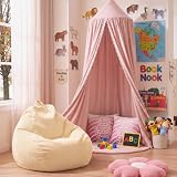 Kids Reading Nook Set with Canopy Tent, Bean Bag Cover & Pillow,Pink