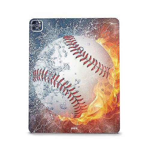 Image of MightySkins Carbon Fiber Skin Compatible with Apple iPad Pro 12.9 inch M2 6th Gen (2022) Full Wrap Kit - Baseball Fire | Protective, Durable Textured Carbon Fiber Finish | Easy to Apply | Made in The USA