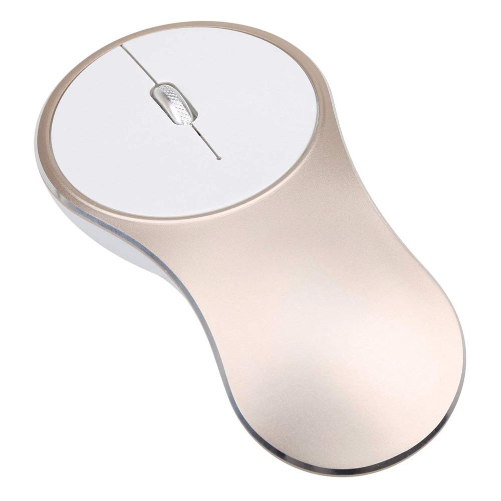HKJhk Wireless Mouse Charging Mute Boys and Girls Portable Mini USB Notebook Gaming Mouse Luxury Aluminum Built-in Lithium Battery (Color : Gold)