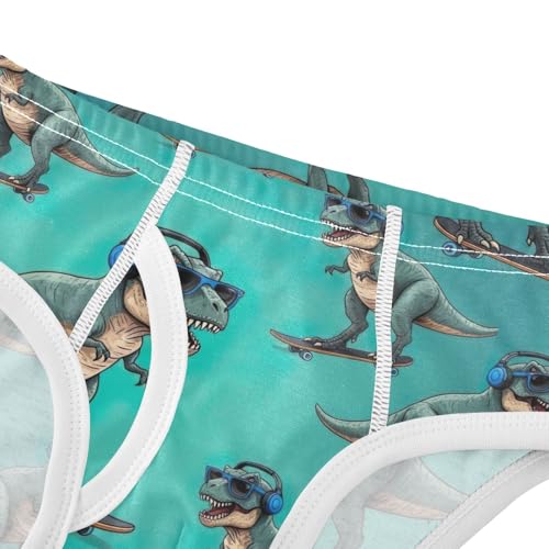 CHIFIGNO Cool Dinosaur Teal Briefs for Boys Breathable Cotton Underwear Little Boy Soft Brief Underwear4