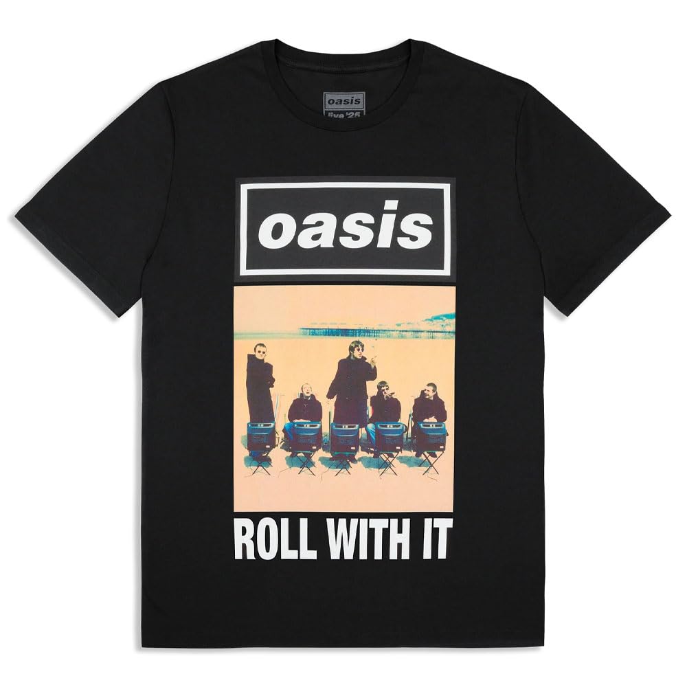 Rock Off officially licensed products Oasis Roll with It Single Cover T Shirt L Black