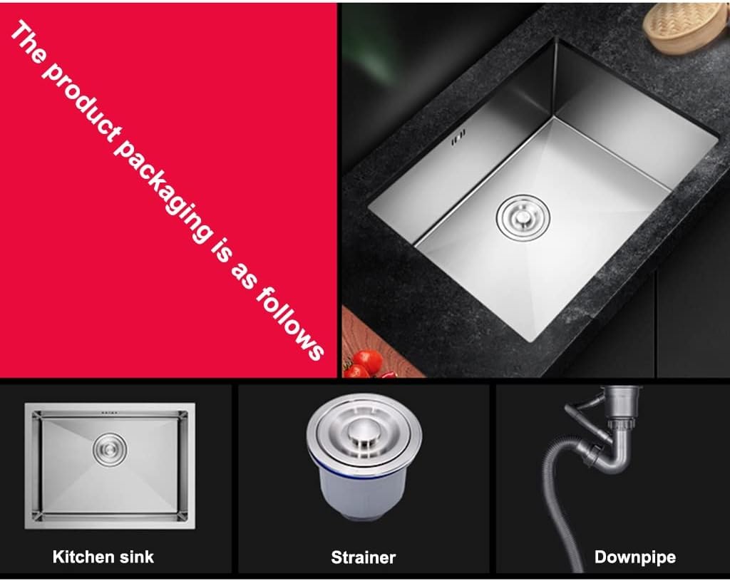 304 Stainless Steel RV Sink Wet Bar & Prep Sink Mini Trumpet Sink With Drain Top Mount Or Kitchen Essentials (Silver 52x43x21cm) (Silver 55x40x21cm)