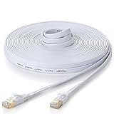 Hexagon Network Cat7 Slim Ethernet Patch Cable with Snagless RJ45 Connectors, 50 Feet - White