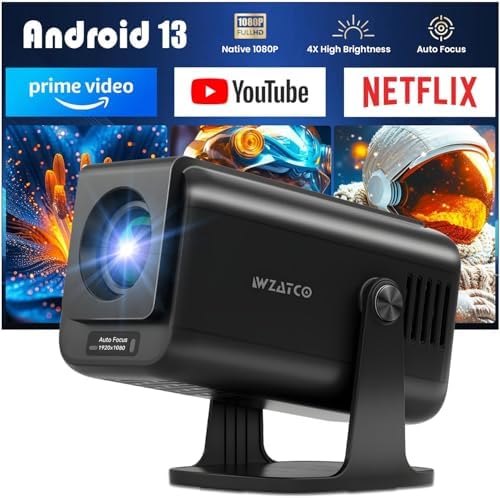 WZATCO Yuva Go Pro Fully Automatic Native 1080P Android 13.0 Smart Projector, Auto Focus, Auto 4D Keystone, 12000 Lumens, 4K HDR Support, Rotatable Design, WiFi 6 & BT, Screen Mirroring, ARC