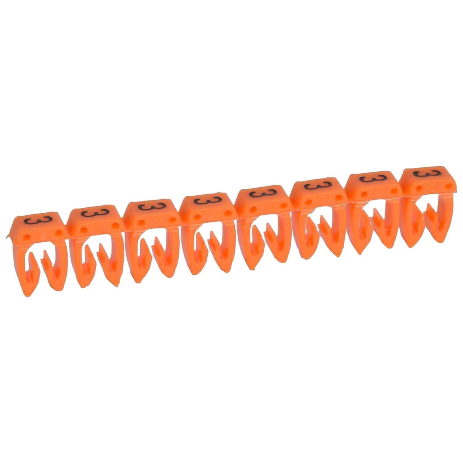 038223 Legrand - Boite De 1200 Repères Cab 3 Pour Fils 1,​5mm² à 2,​5mm² - Marquage Chiffre 3 Orange