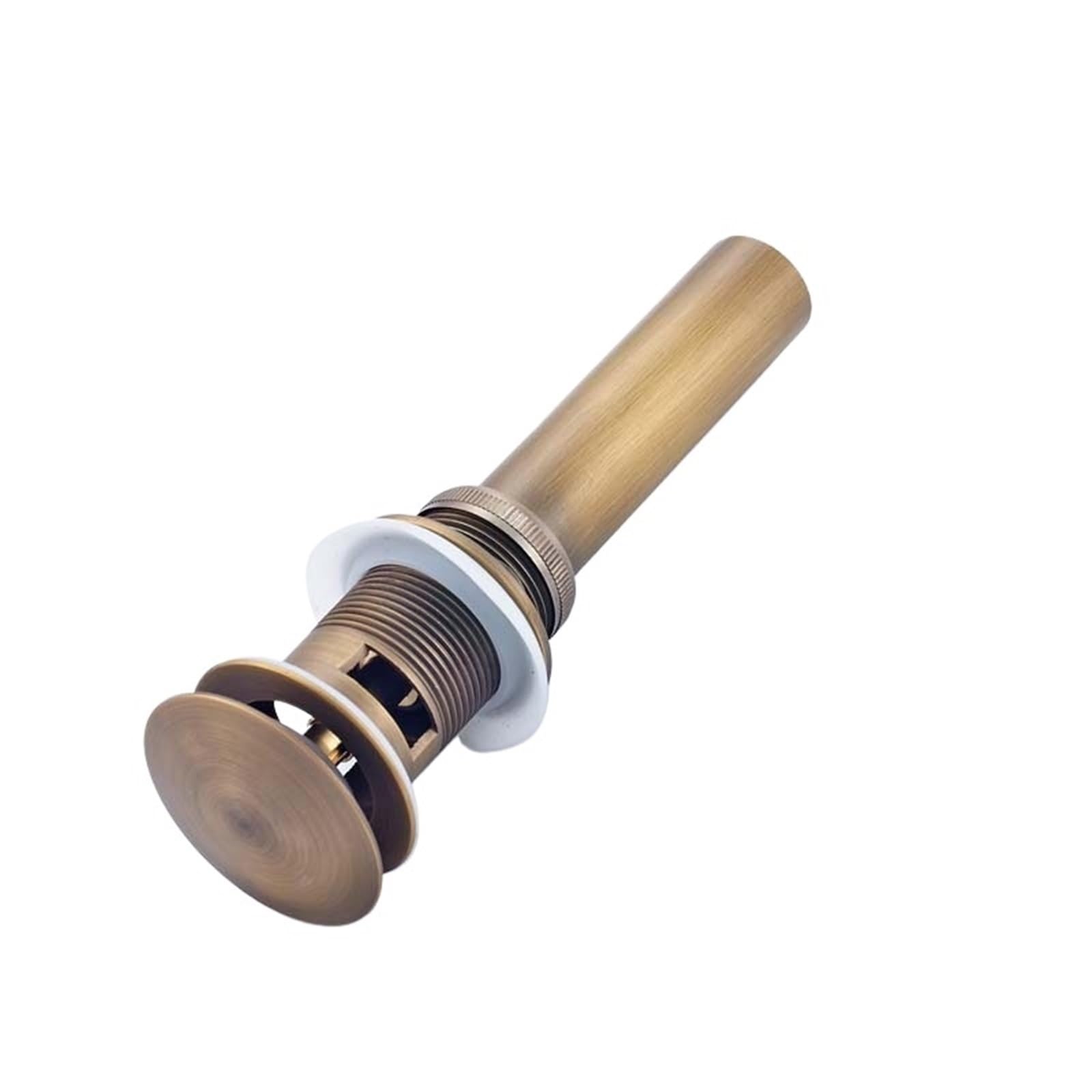 Rtbvghjik Antique Brass B Luxury Bathroom Basin Sink Pop Up Drain Brass With & Without Overflow Vanity Waste Drainer 5-Colors For Choice For Bathroom Sinks(Antique Brass B)
