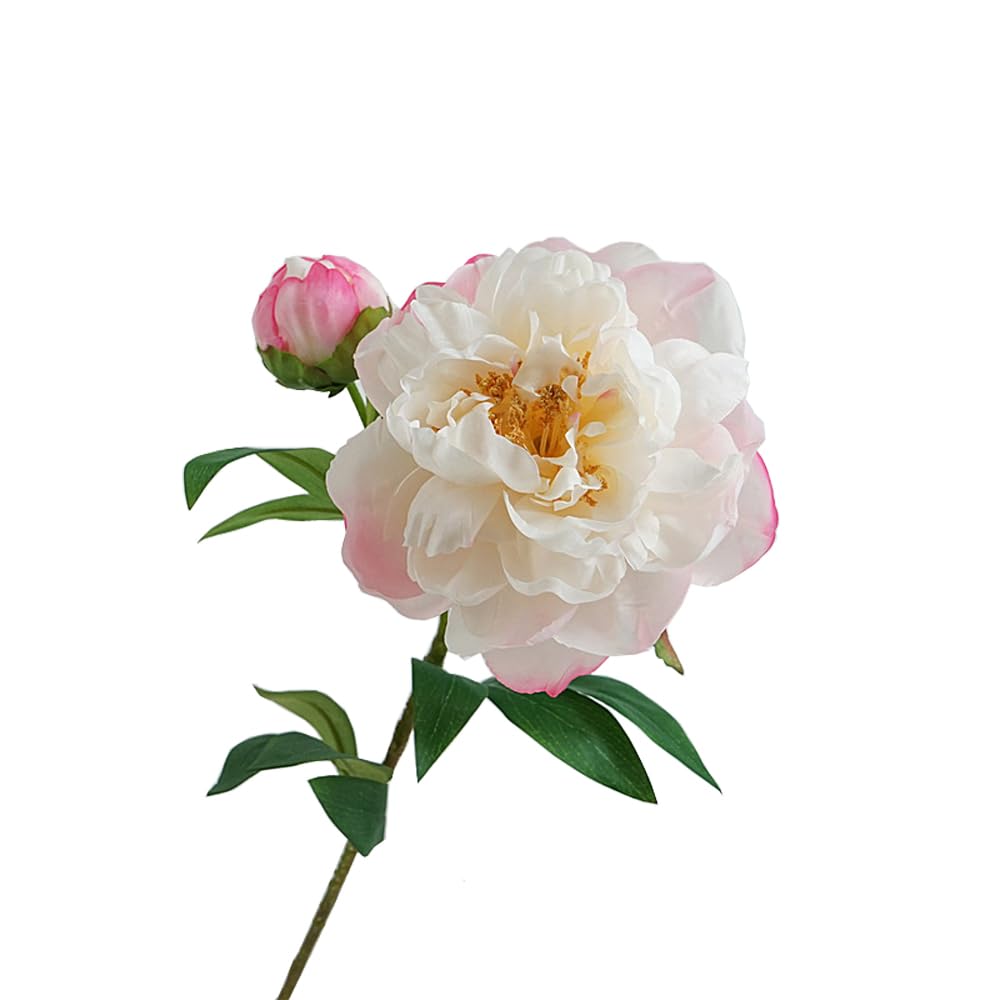 Artificial Peony 4PCS Vintage Silk Flowers Fake Peonies with Stems for Wedding Decoration Bridal Bouquet Arrangement (Light Pink)