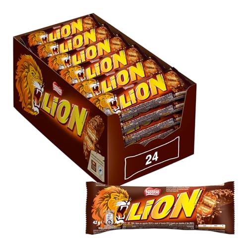 Nestlé Lion Snacks met Toffee en Granen omhuld met Melkchocolade, 24 Snacks van 42 g
