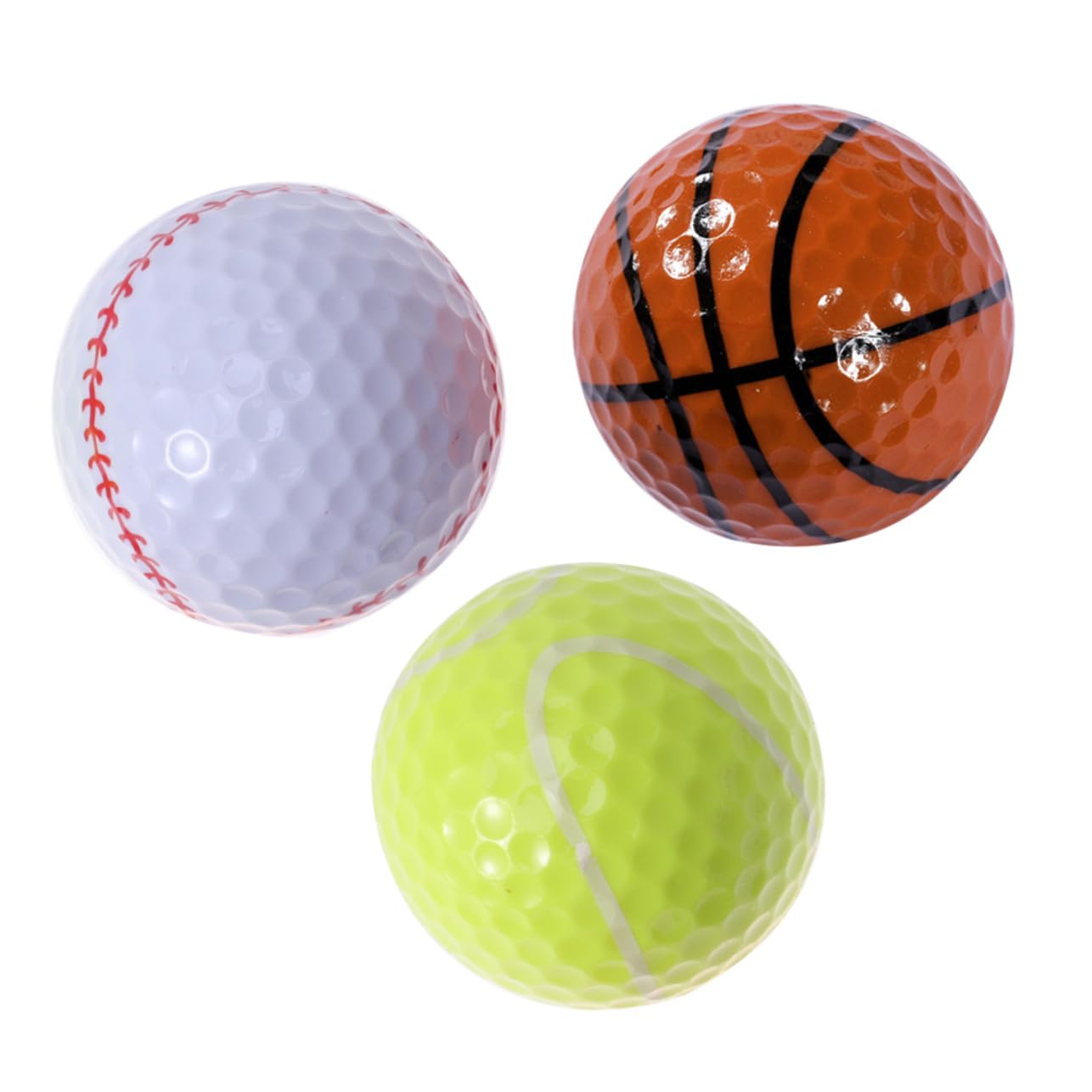 Yardwe 6pcs Sports Balls Simulation Practice Balls for Golf Baseball Tennis Basketball