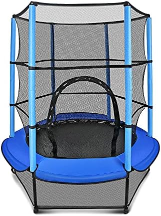 Veluoess 55" Kids Trampoline with Safety Enclosure Net and Pad, Mini Garden Outdoor Trampoline Indoor and Outdoor Exercise Fitness Equipment for Kids 3+ Age