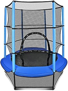 Veluoess 55" Kids Trampoline with Safety Enclosure Net and Pad, Mini Garden Outdoor Trampoline Indoor and Outdoor Exercise Fitness Equipment for Kids 3+ Age