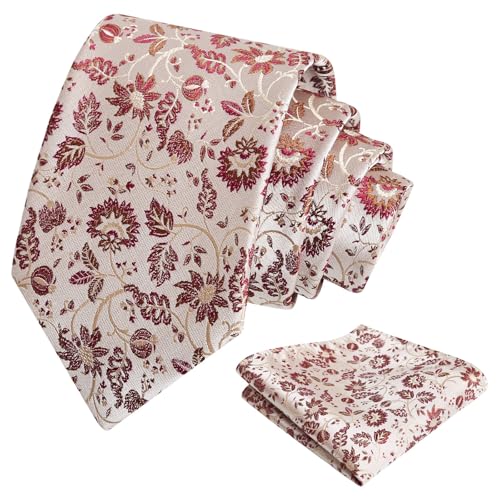Image of Alizeal Mens 3.15inches Leaf Flower Pattern Tie Set