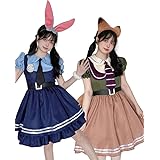 [Asminlee] ズートピア風 ニック コスプレ ポリス 警察＆詐欺師風キツネ キャラクター衣装 5点セット ジュディ コスプレ 婦警仮装 レディース アニマル ポリス コスチューム 可愛い 動物大都会 cosplay 大人 子供(M)