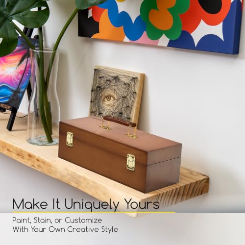 Image of MEEDEN Wooden Art Tool Storage Box: Portable Art Supplies Organizer Case | Beech Wood Toolbox with Handle Removable Tray for Brushes, Pencils, Erasers and DIY Craft Sewing Supplies
