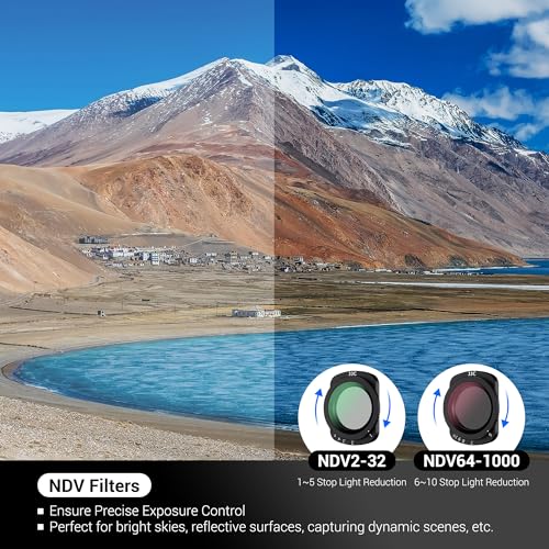 Image of JJC 4-Pack Magnetic ND CPL 1 /4 Black Diffusion Filter Set for DJI OSMO Pocket 3, ND2-32(1-5 Stops) ND64-1000(6-10 Stops) Variable Neutral Density, Circular Polarizing & Cinematic Dreamy Effect Filter