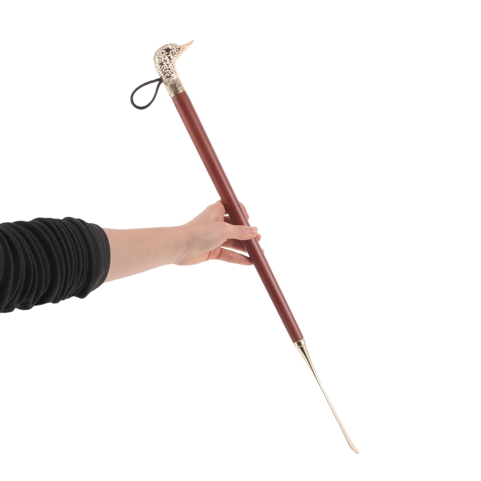 SHINEOFI Calzascarpe Strumento Portatile Design Ergonomico in Metallo e Manico in Legno da 56cm per Anziani e Donne, per Uso Domestico e Viaggi