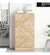 Amazon｜Timechee下駄箱 シューズボックス 幅57cm 木製 ラップ式 扉