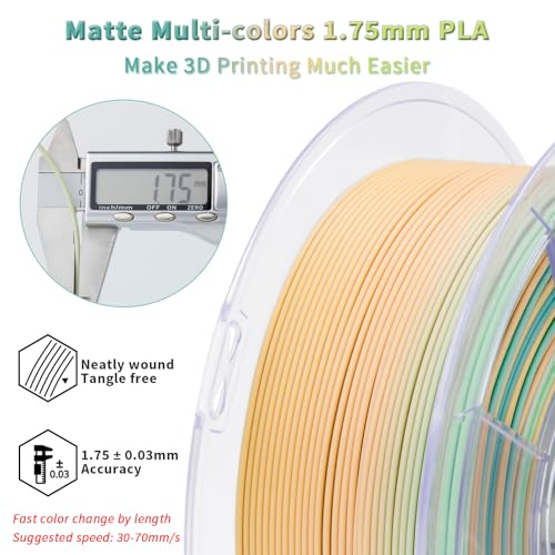 Image of ZIRO Fast Gradient PLA, Matte Multi Colors Filament 1.75mm, Color Change by Length 3D Printer Filament, Dimensional Accuracy + /-0.03mm, Fit Most 3D Printers, 1KG / 2.2lbs Spool, Cool Daybreak