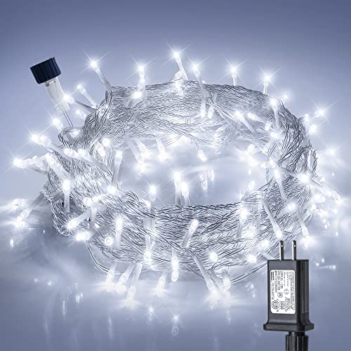 Hopolon 100 LED White Christmas String Lights 33 FT Extendable