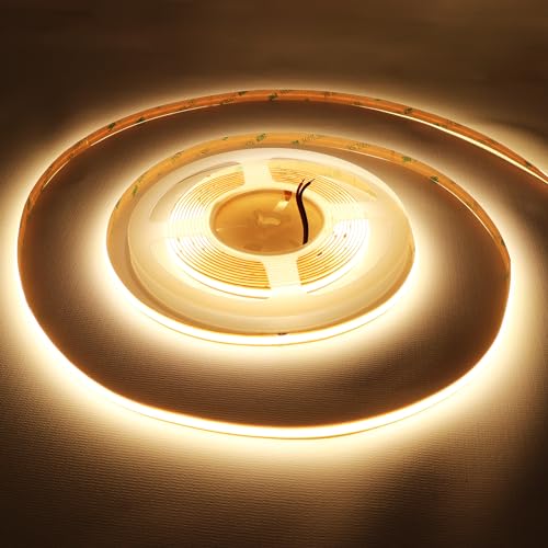 Image of LEDENET COB White LED Strip Light DC24V 8mm 3000K 2640LEDs COB Warm White LED Lights 5M /16.4Ft CRI 90+ Dimmable LED Tape Light Cut at Will for Bedroom(No Adapter and Controller)