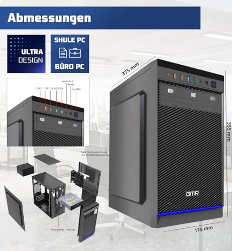 Eine Familie nutzt den GMR Ultra i5 Computer zum Lernen, Arbeiten und für Unterhaltung.