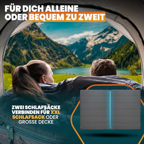 ARCTA® 3-in-1 Schlafsack Camping – als Deckenschlafsack, Mantel oder Decke nutzbar – 3 Jahreszeiten Schlafsack Erwachsene, warm & leicht, Baumwollfutter, Outdoor geeignet, 200×75cm – Bild 5