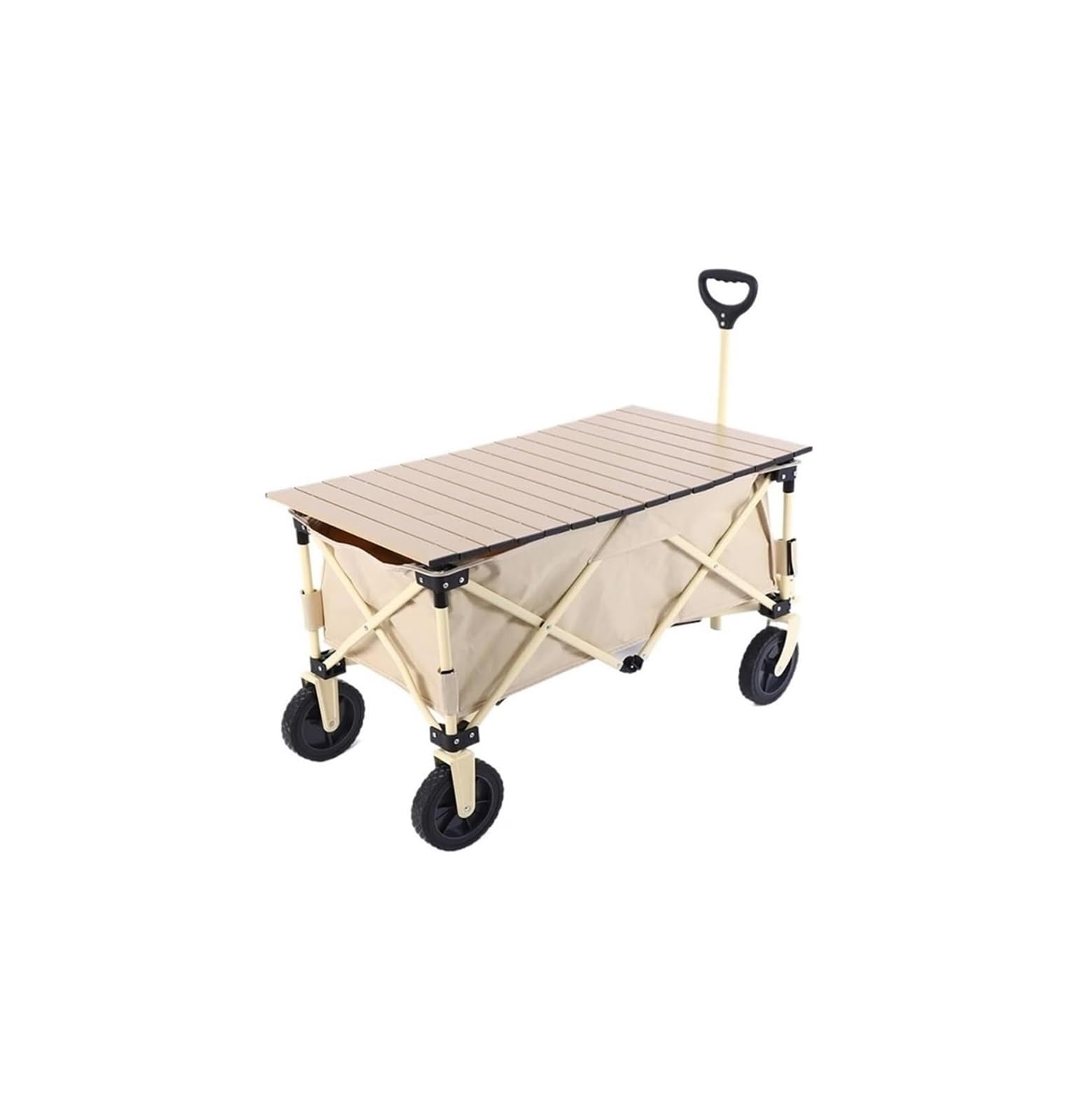Fgjsfhrdtu One Color Hand-Pulled Four-Wheel Transport Cart, Folding Picnic Camping Trolley